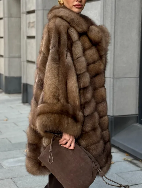 Шуба из куницы оверсайз