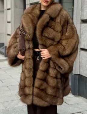 Шуба из куницы оверсайз
