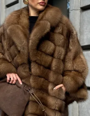 Шуба из куницы оверсайз