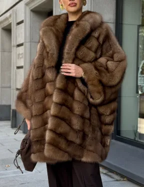 Шуба из куницы оверсайз