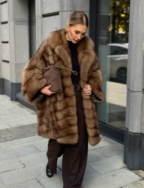 Шуба из куницы оверсайз