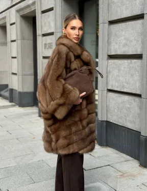 Шуба из куницы оверсайз