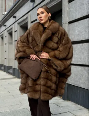 Шуба из куницы оверсайз