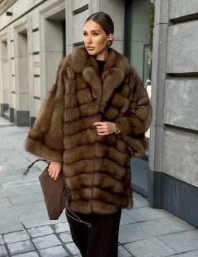 Шуба из куницы оверсайз