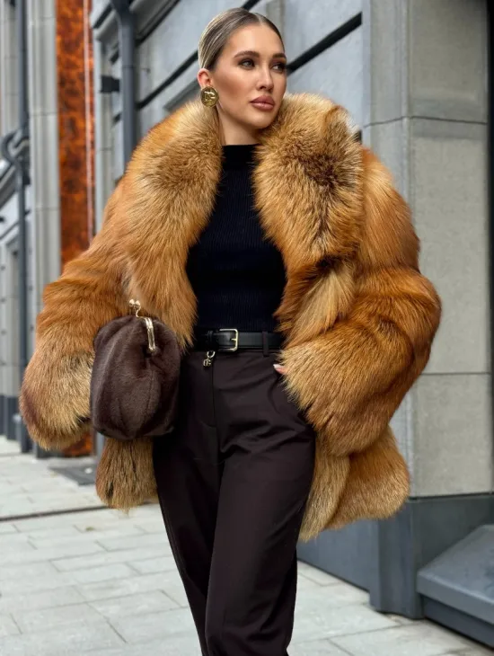Шуба из лисы - рыжая