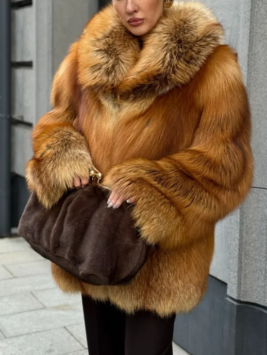 Шуба из лисы - рыжая