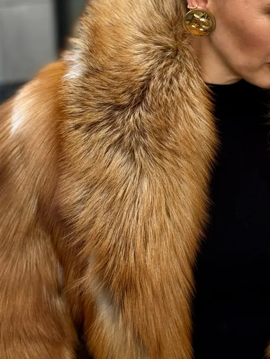 Шуба из лисы - рыжая