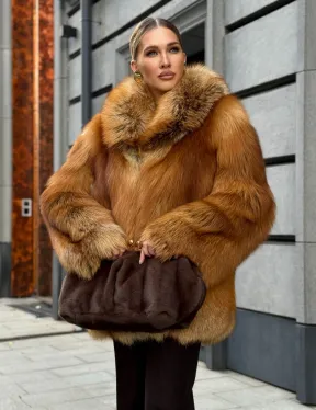 Шуба из лисы - рыжая