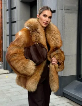 Шуба из лисы - рыжая