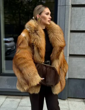 Шуба из лисы - рыжая