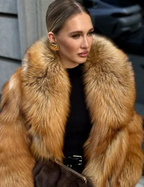 Шуба из лисы - рыжая