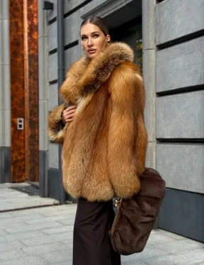 Шуба из лисы - рыжая
