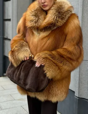 Шуба из лисы - рыжая