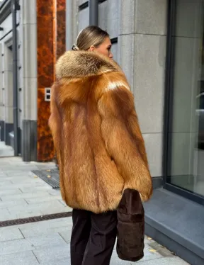 Шуба из лисы - рыжая