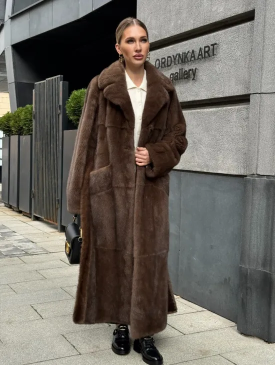 Норковая шуба - цвет соболь