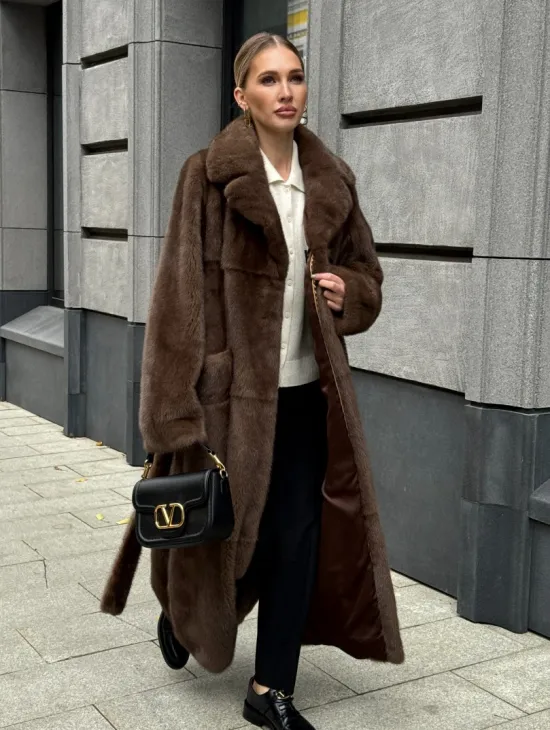 Норковая шуба - цвет соболь