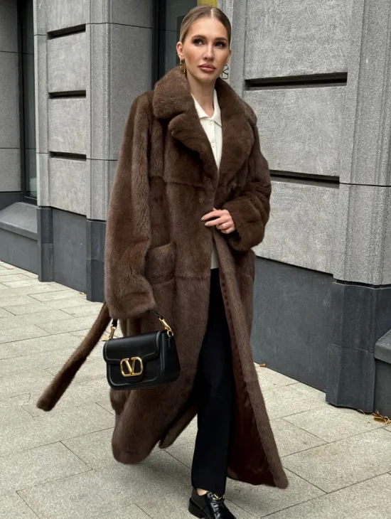 Норковая шуба - цвет соболь