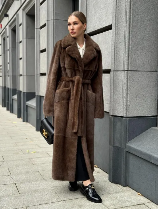 Норковая шуба - цвет соболь