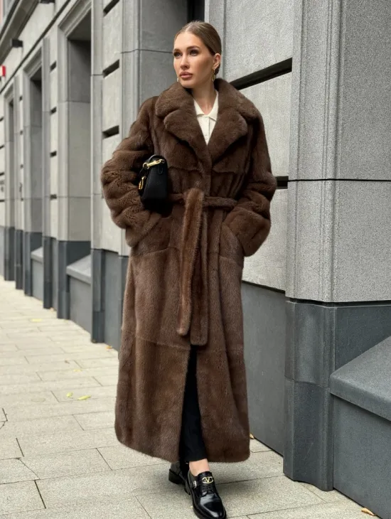 Норковая шуба - цвет соболь