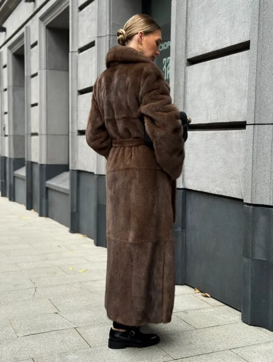 Норковая шуба - цвет соболь