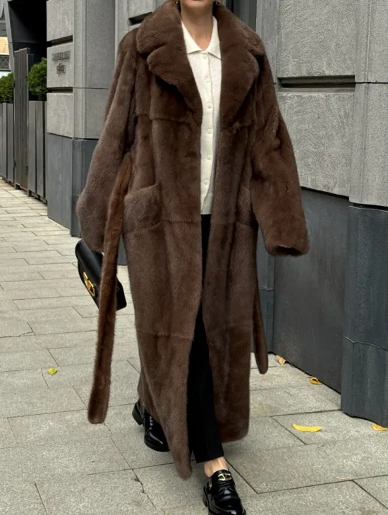 Норковая шуба - цвет соболь