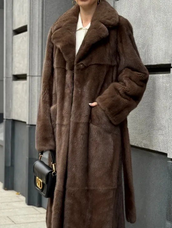 Норковая шуба - цвет соболь