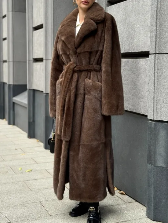 Норковая шуба - цвет соболь