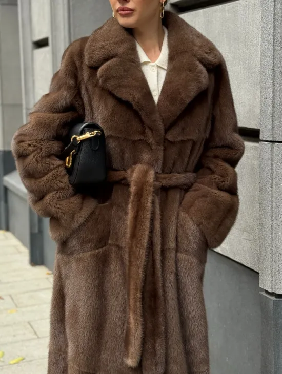 Норковая шуба - цвет соболь