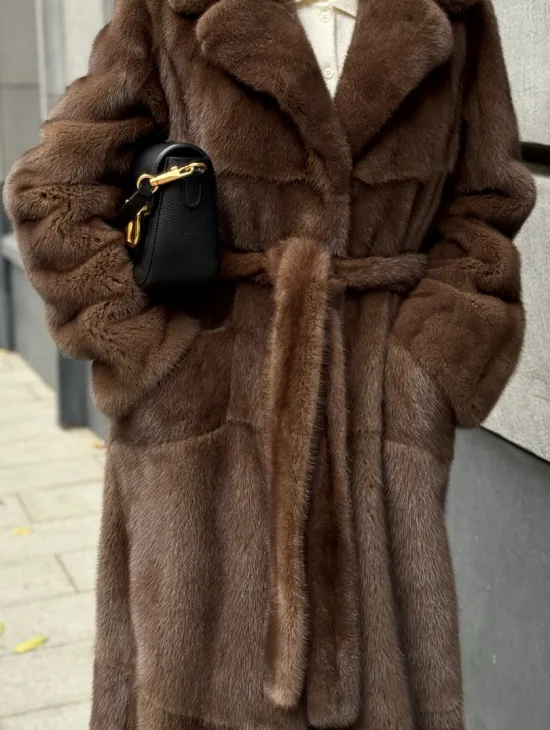 Норковая шуба - цвет соболь