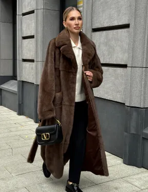 Норковая шуба - цвет соболь