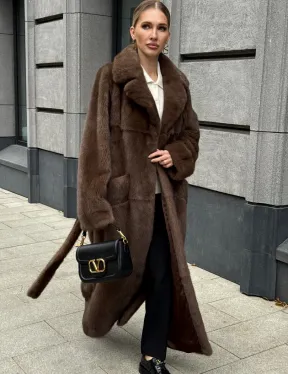 Норковая шуба - цвет соболь