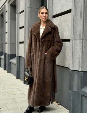 Норковая шуба - цвет соболь