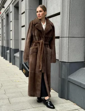 Норковая шуба - цвет соболь