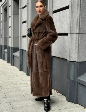 Норковая шуба - цвет соболь