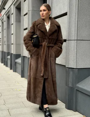 Норковая шуба - цвет соболь