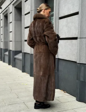 Норковая шуба - цвет соболь