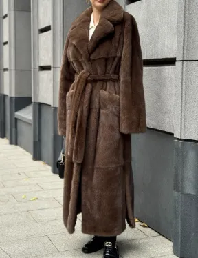 Норковая шуба - цвет соболь