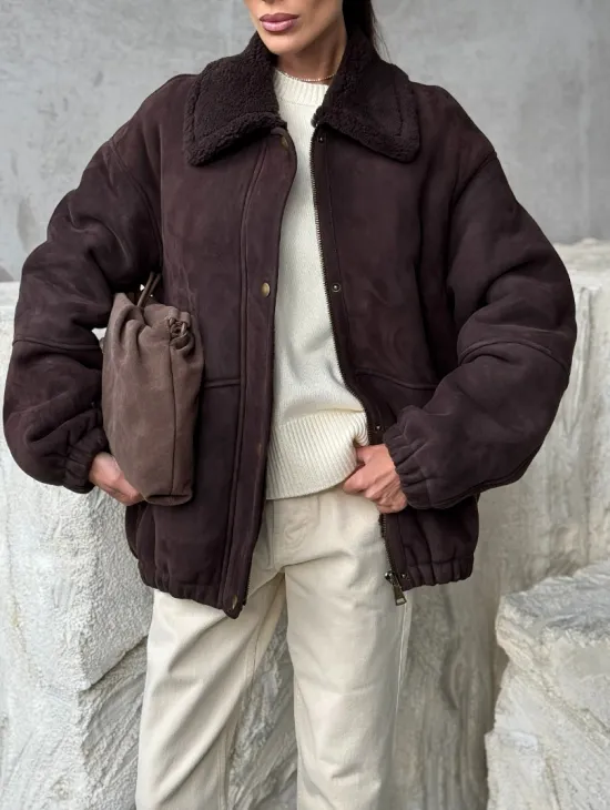 Дубленка бомбер женская