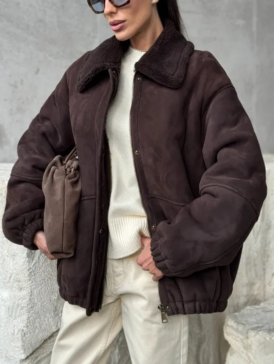 Дубленка бомбер женская