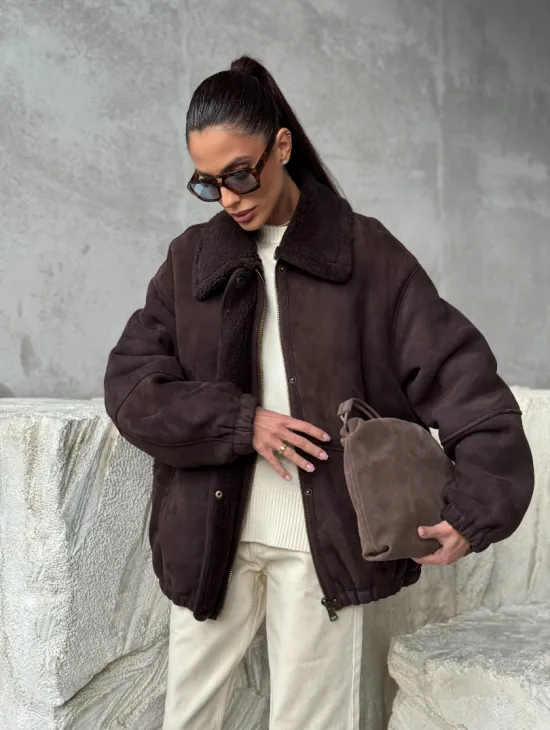 Дубленка бомбер женская