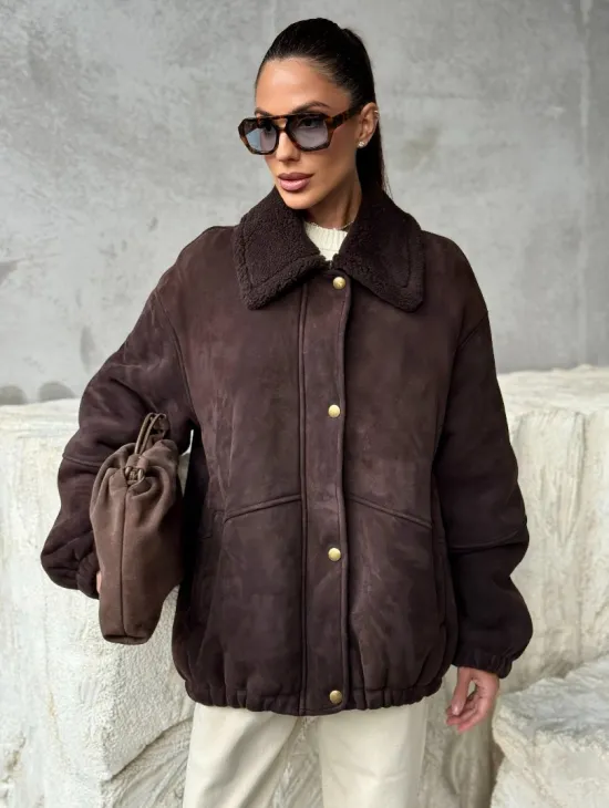 Дубленка бомбер женская