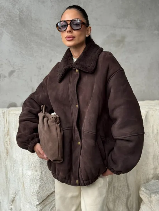 Дубленка бомбер женская