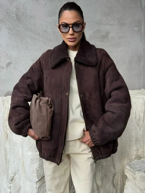 Дубленка бомбер женская