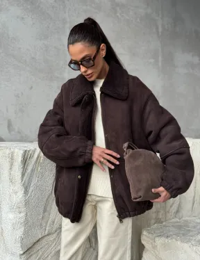 Дубленка бомбер женская