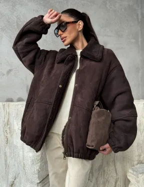 Дубленка бомбер женская