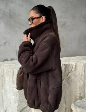 Дубленка бомбер женская