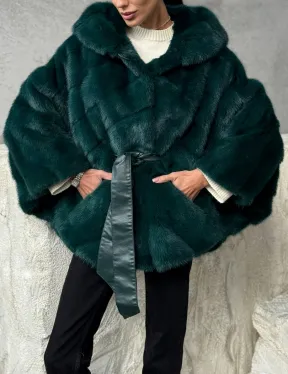 Норковый полушубок с капюшоном