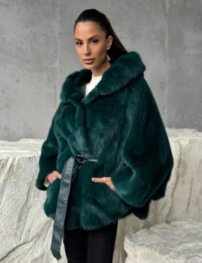 Норковый полушубок с капюшоном