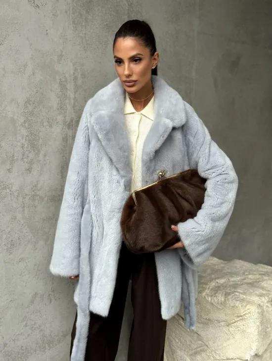 Полушубок из голубой норки