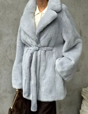 Полушубок из голубой норки